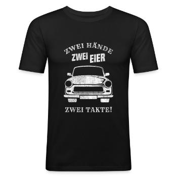 Ostdeutschland Humor Ossi Auto DDR Geschenk - Männer Slim Fit T-Shirt - Schwarz - Vorne - Nik (191cm)
