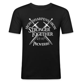 Iron Sharpens Iron Stronger Together Proverbs27:17 - Männer Slim Fit T-Shirt - Schwarz - Vorne - Nik (191cm)