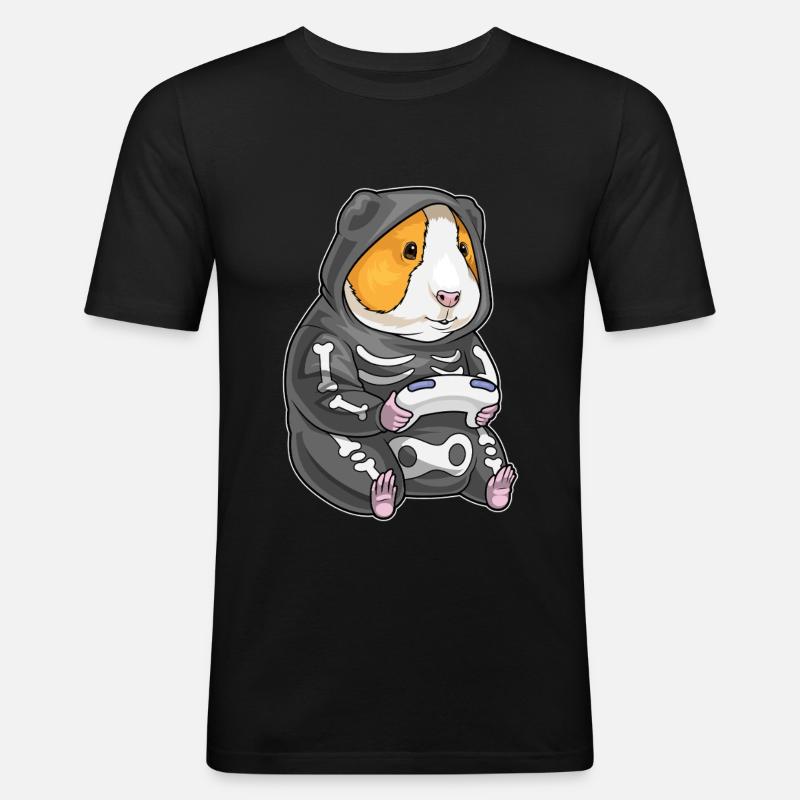 Guinea Pig Halloween Gamer - Men's Slim Fit T-Shirt - black