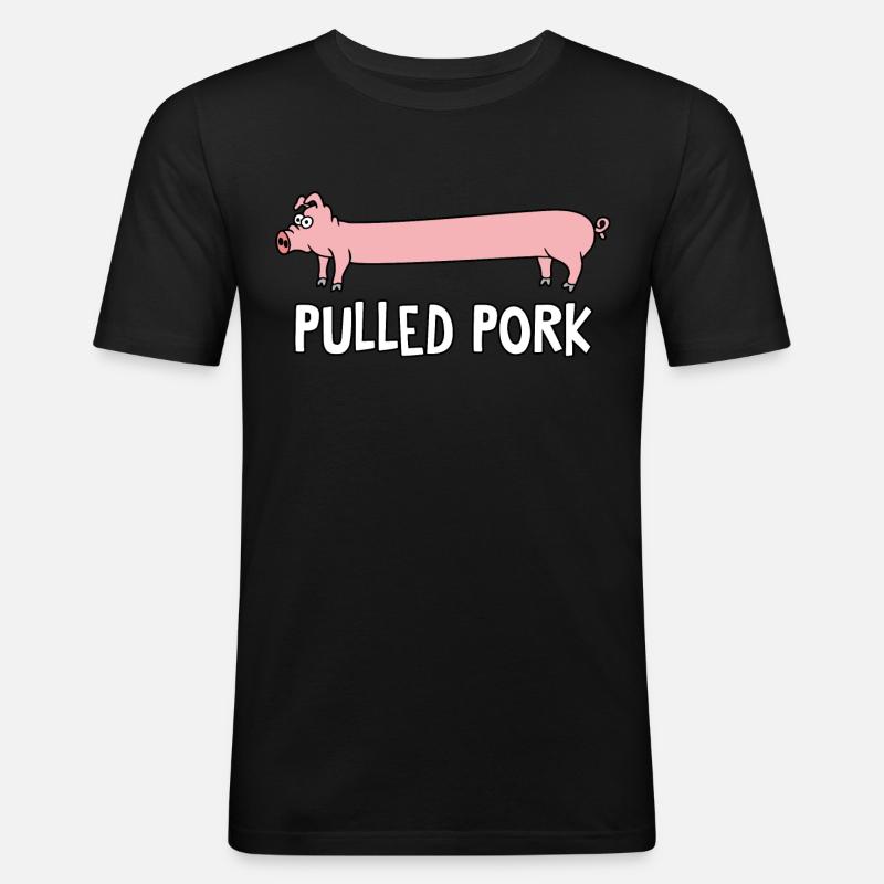 Pulled Pork - Männer Slim Fit T-Shirt - Schwarz