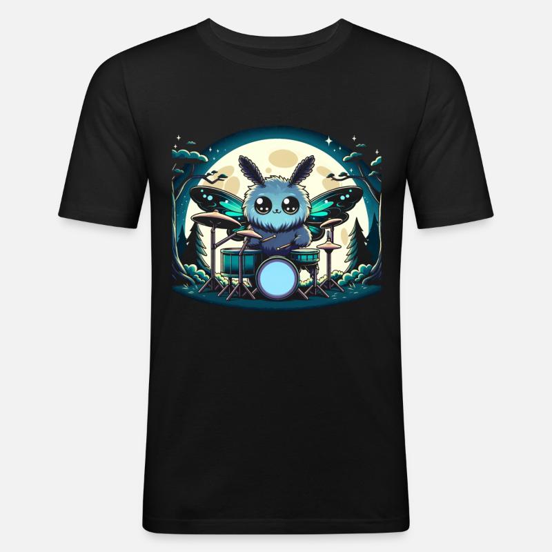 Mothman Point Pleasant Drummer Cryptid - Männer Slim Fit T-Shirt - Schwarz