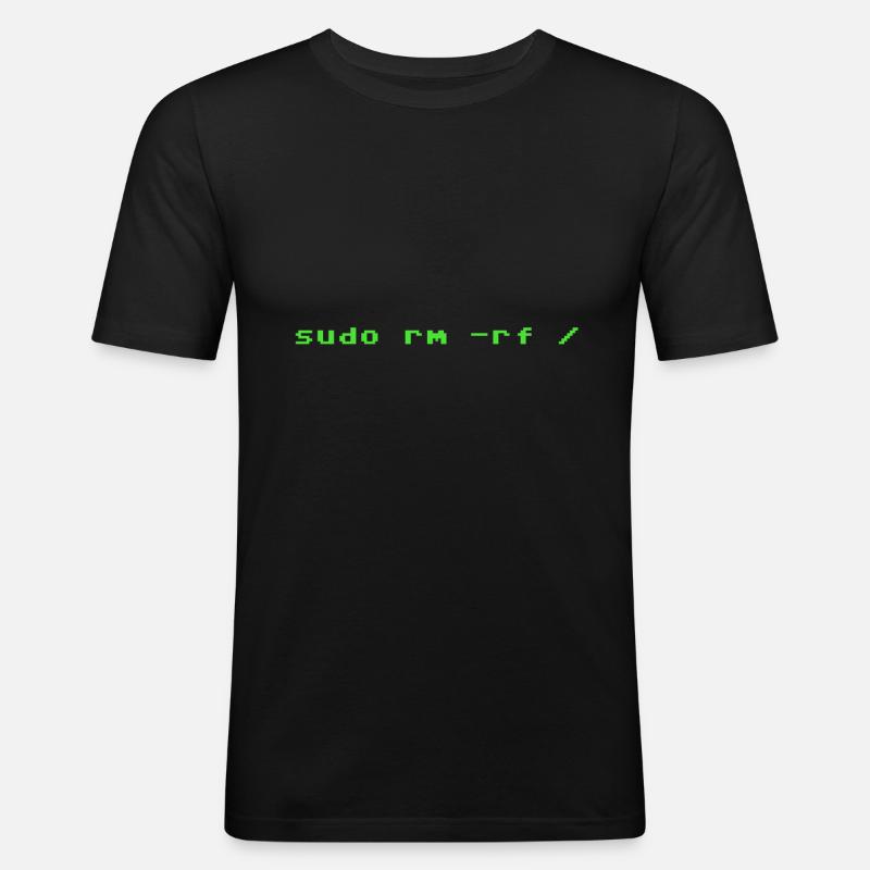 Programmer Sudo rm rf Linux - T-shirt près du corps Homme - noir