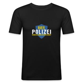 Bier Polizei für alle Bierbauch Besitzer - Männer Slim Fit T-Shirt - Schwarz - Vorne - Nik (191cm)
