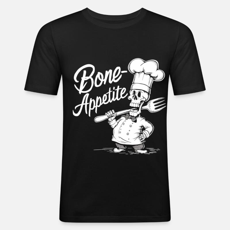 Bone Appetite Skeleton Chef - Men's Slim Fit T-Shirt - black