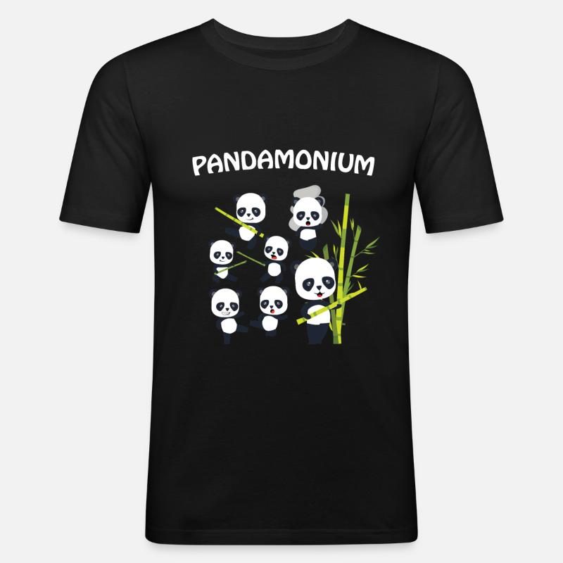 Panda - Männer Slim Fit T-Shirt - Schwarz