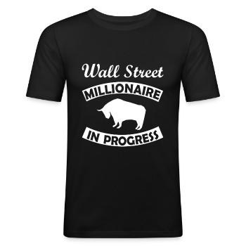 Wall Street - Männer Slim Fit T-Shirt - Schwarz - Vorne - Nik (191cm)