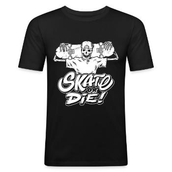Skate or Die - Männer Slim Fit T-Shirt - Schwarz - Vorne - Nik (191cm)