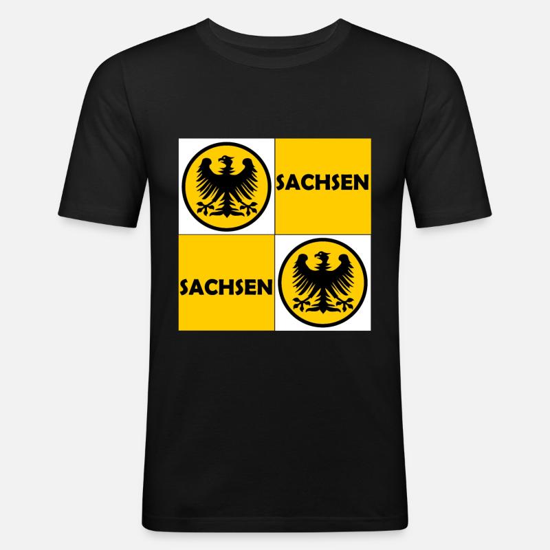 Der Sachse - Männer Slim Fit T-Shirt - Schwarz