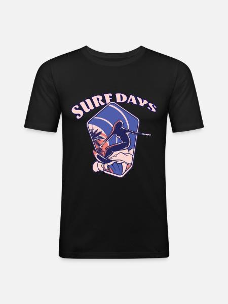 Surfer jours de surf - T-shirt près du corps Homme - noir