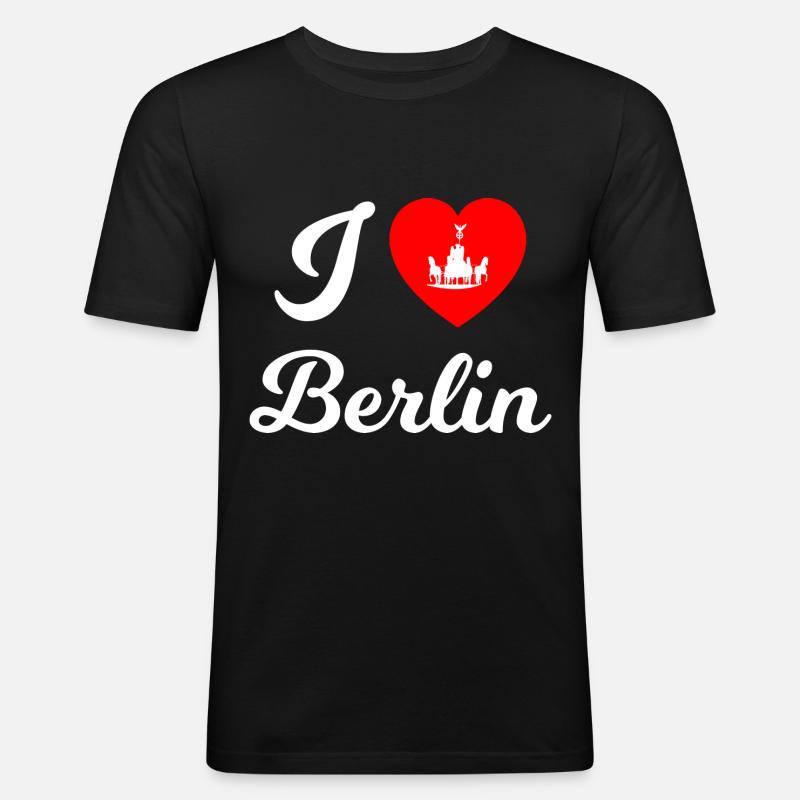 Die Berliner Herzen - Männer Slim Fit T-Shirt - Schwarz