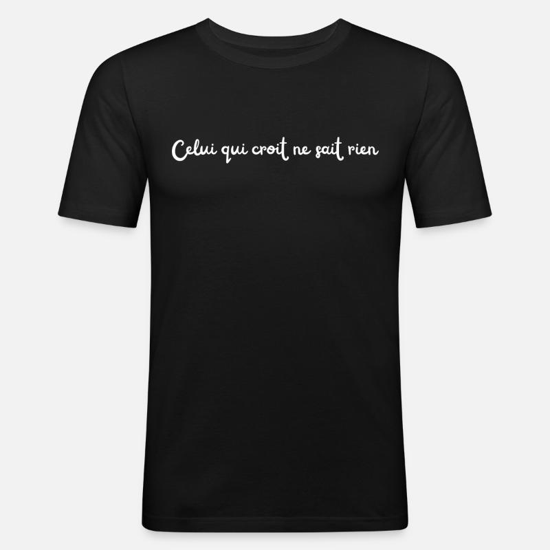 Wer glaubt - Männer Slim Fit T-Shirt - Schwarz
