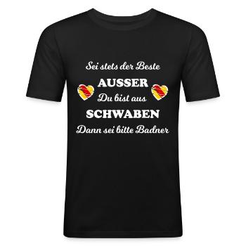 Die Schwaben und Badner - Männer Slim Fit T-Shirt - Schwarz - Vorne - Nik (191cm)