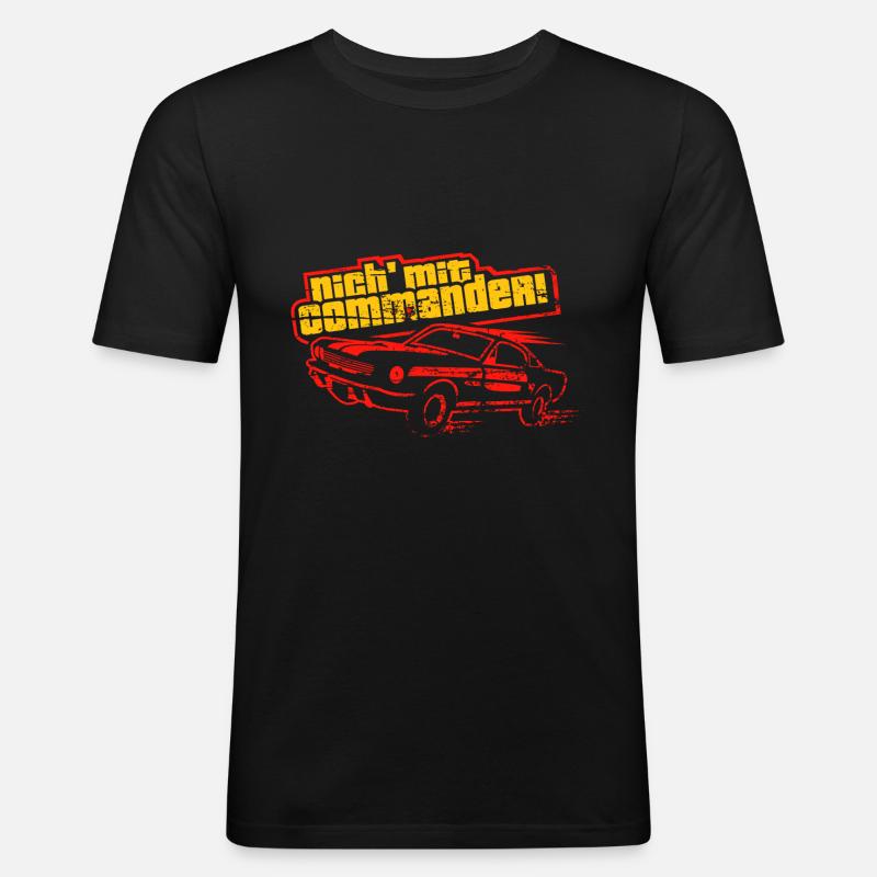 Nich' mit Commander - Männer Slim Fit T-Shirt - Schwarz