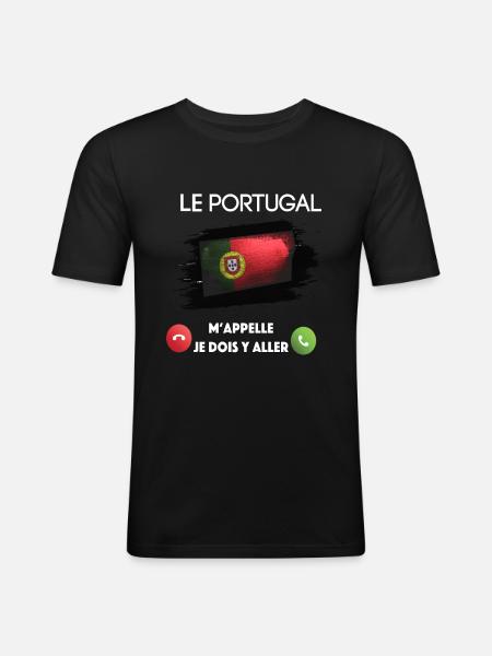 le portugal - T-shirt près du corps Homme - noir