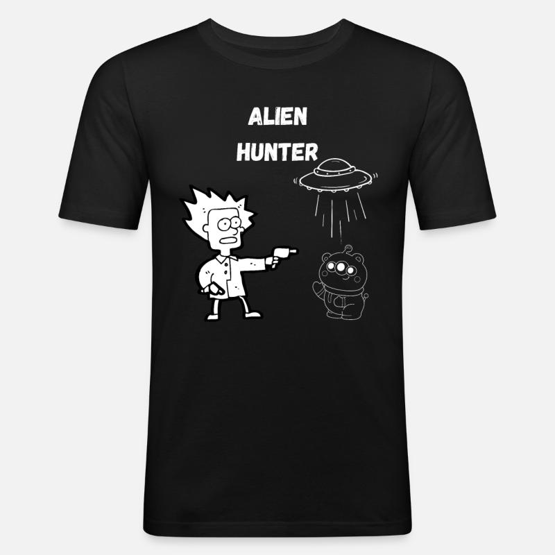 Alien Hunter 1.0 - Männer Slim Fit T-Shirt - Schwarz