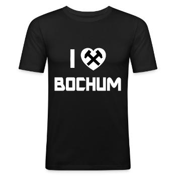 Bochum dans la région de la Ruhr - T-shirt près du corps Homme - noir - Devant - Nik (191cm)