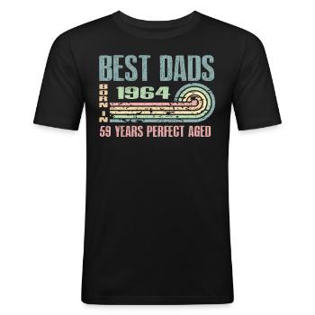 The best fathers were born in 1964, 59 years old, - Men's Slim Fit T-Shirt - black - Front - Nik (191cm)