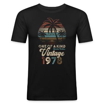 Vintage 1978 Geburtstag Palmen - Männer Slim Fit T-Shirt - Schwarz - Vorne - Nik (191cm)