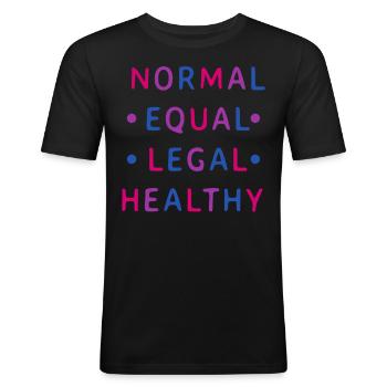 Bi Farben Gleichberechtigung Bisexuell Pride - Männer Slim Fit T-Shirt - Schwarz - Vorne - Nik (191cm)