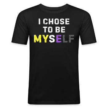 Nonbinary Pride Farben LGBTQ Enby Selbstwert - Männer Slim Fit T-Shirt - Schwarz - Vorne - Nik (191cm)