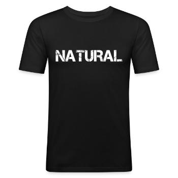 Naturlig - Slim Fit T-shirt herr - svart - Fram - Nik (191cm)