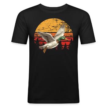 Retro Duck Hunt Sunset Flying - Men's Slim Fit T-Shirt - black - Front - Nik (191cm)