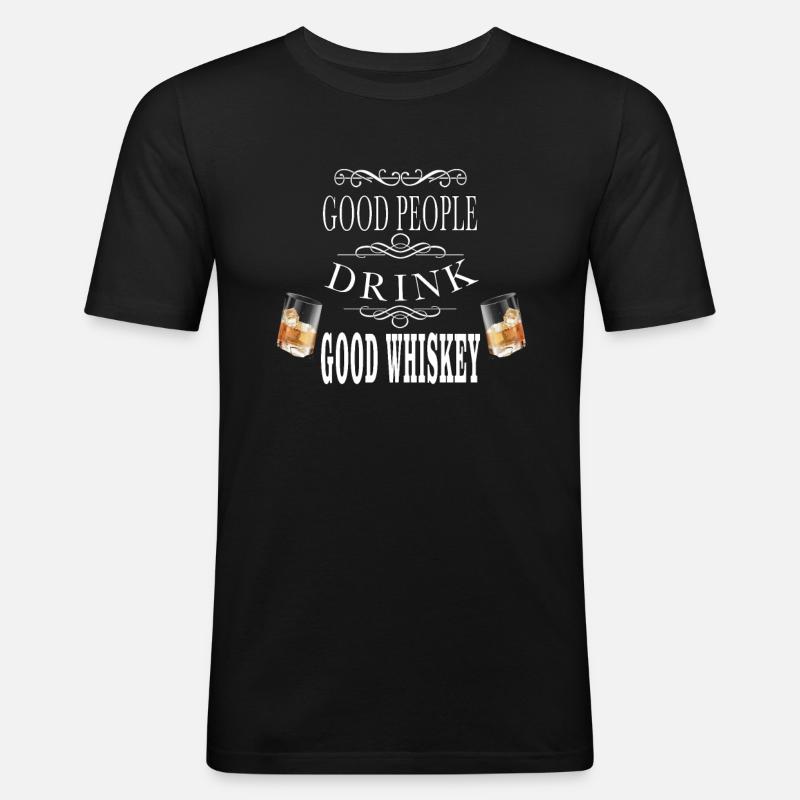 Whiskey - Männer Slim Fit T-Shirt - Schwarz