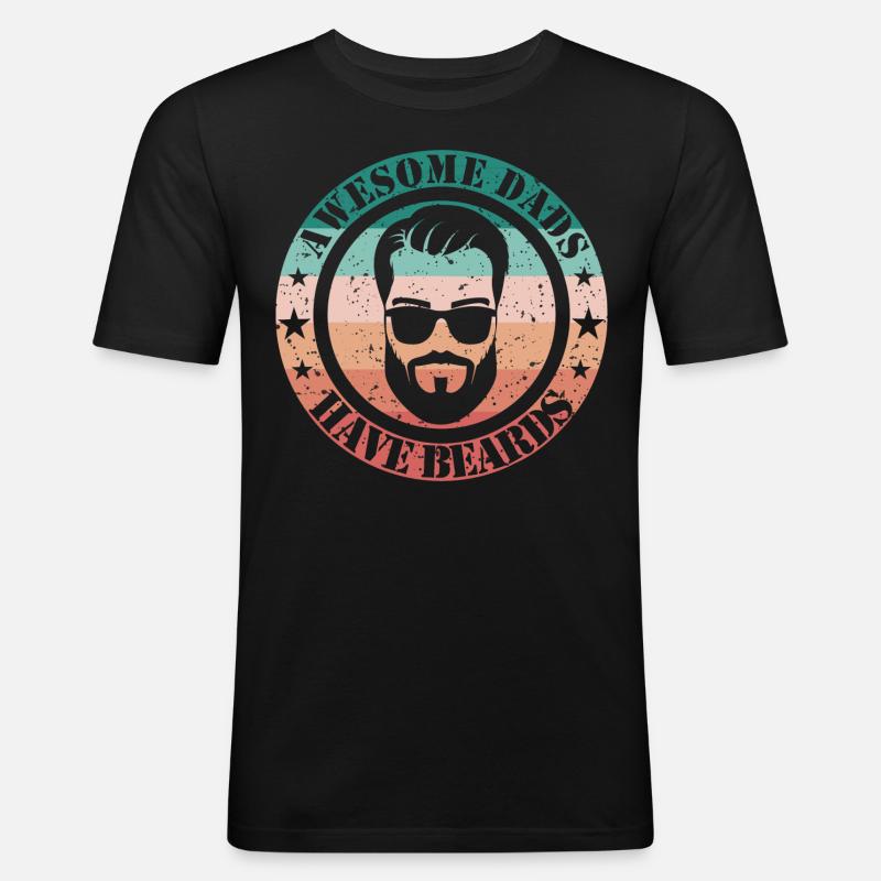 Awesome Dads have beards - Männer Slim Fit T-Shirt - Schwarz