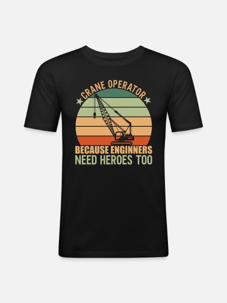 Crane Operator Kranführer - Männer Slim Fit T-Shirt - Schwarz