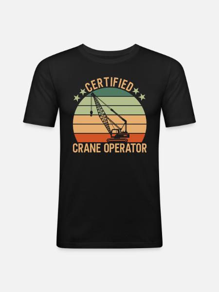 Kran Certified Crane Operator - Männer Slim Fit T-Shirt - Schwarz