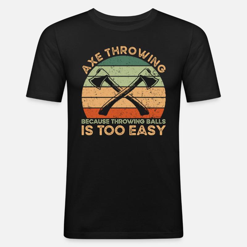 Axe Throwing Axtwurf - Männer Slim Fit T-Shirt - Schwarz