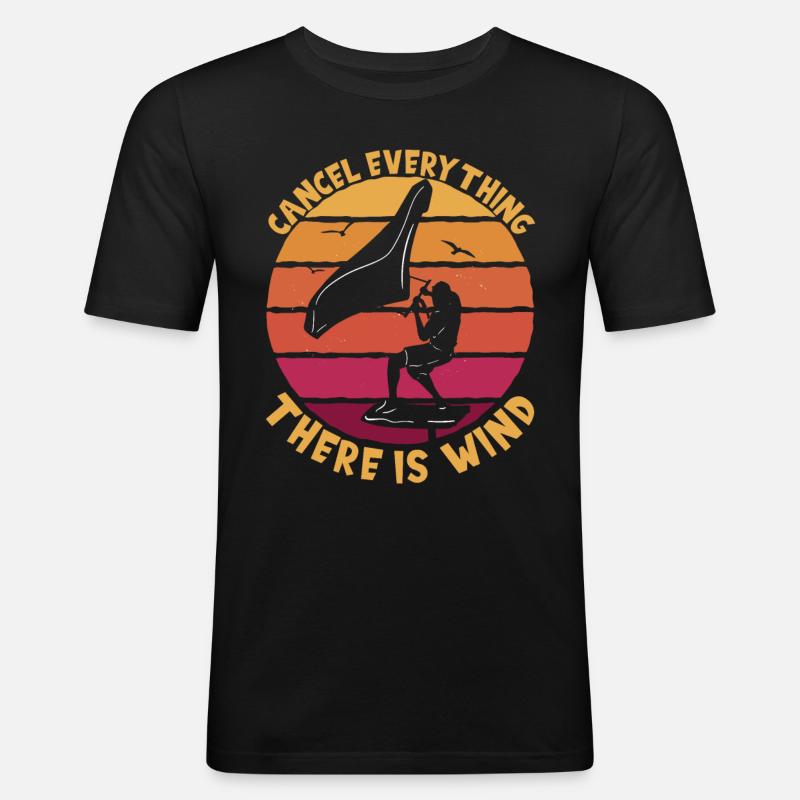 There Is Wind Foiling - Männer Slim Fit T-Shirt - Schwarz