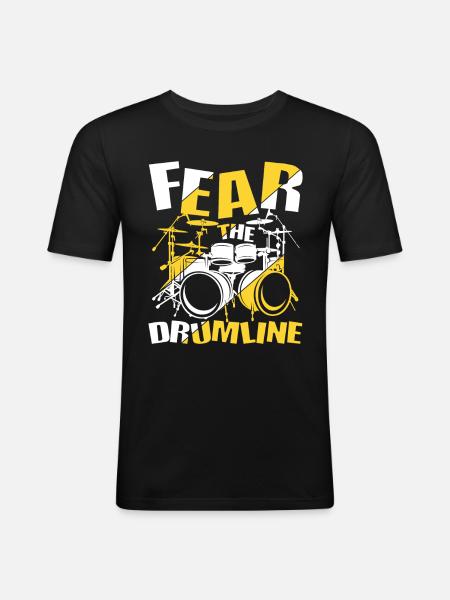 Fear The Drumline - Männer Slim Fit T-Shirt - Schwarz
