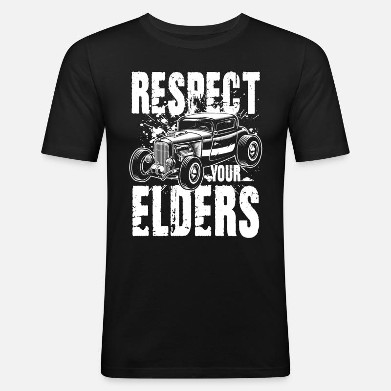 Respect Your Elders - Männer Slim Fit T-Shirt - Schwarz