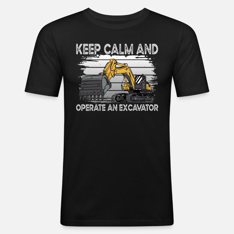 Keep Calm Baggerfahrer - Männer Slim Fit T-Shirt - Schwarz