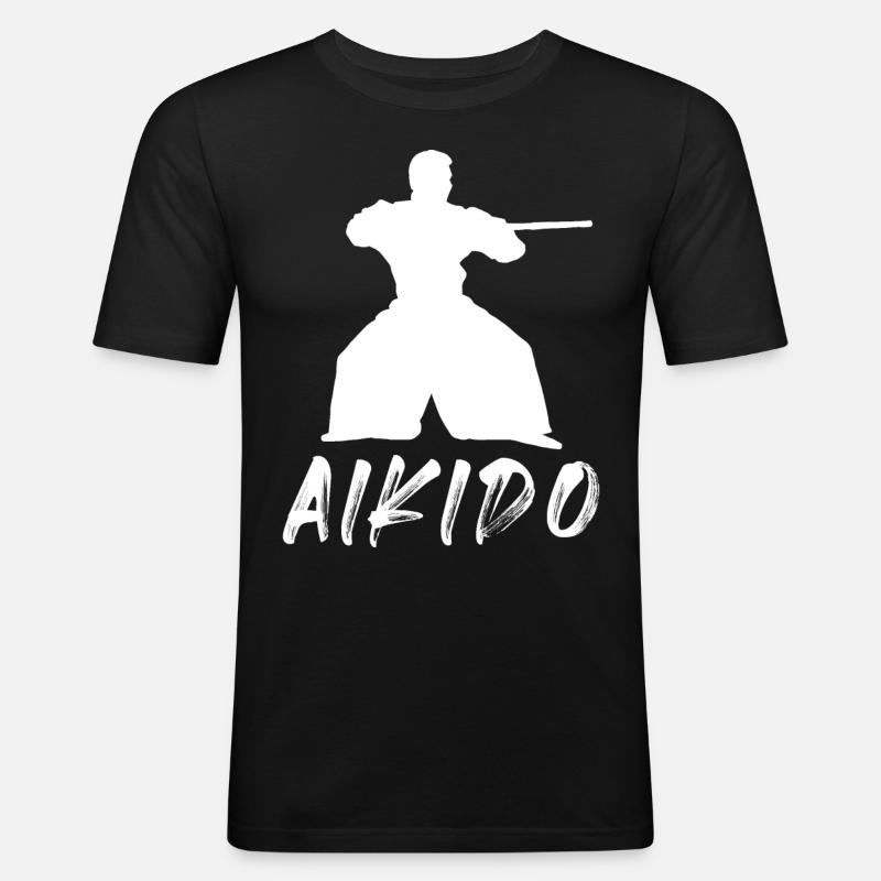 Aikido - Männer Slim Fit T-Shirt - Schwarz