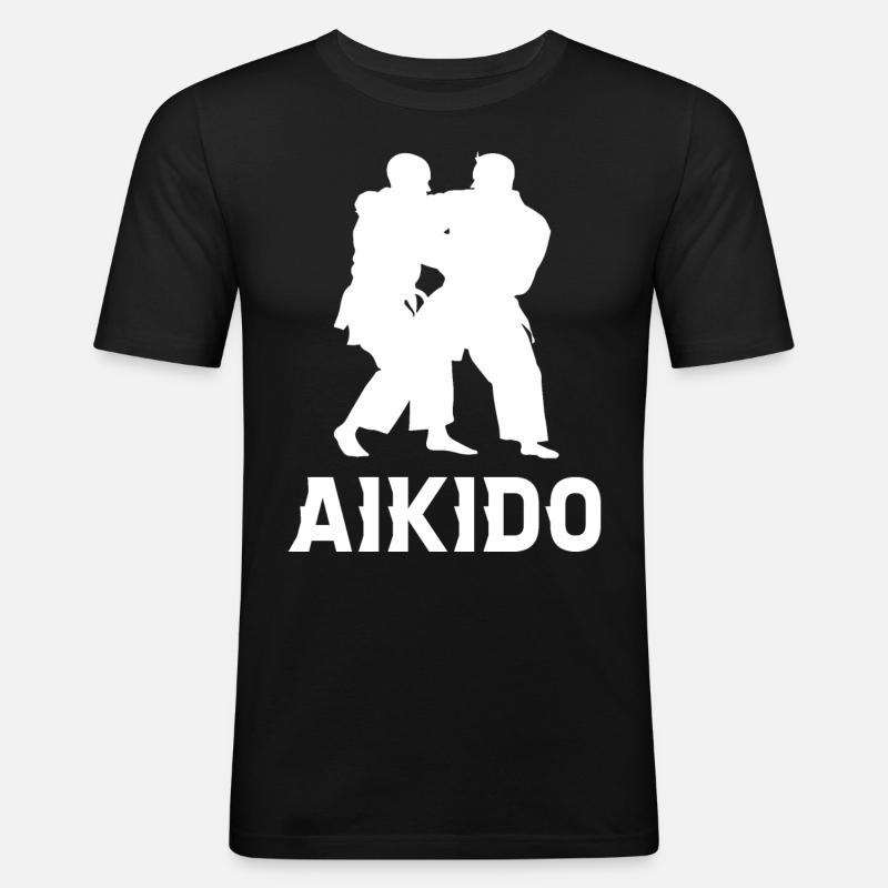 Aikido - Männer Slim Fit T-Shirt - Schwarz