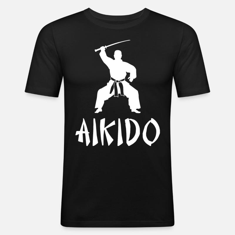 Aikido - Männer Slim Fit T-Shirt - Schwarz