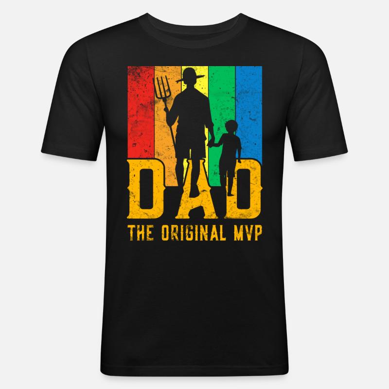 Papa das Original - Männer Slim Fit T-Shirt - Schwarz