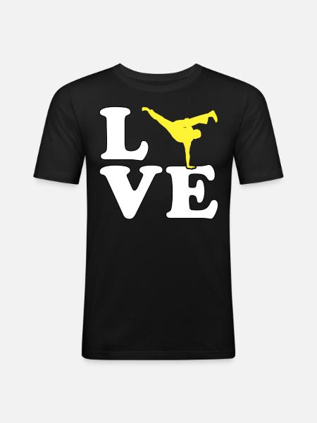 Capoeira Liebe - Männer Slim Fit T-Shirt - Schwarz