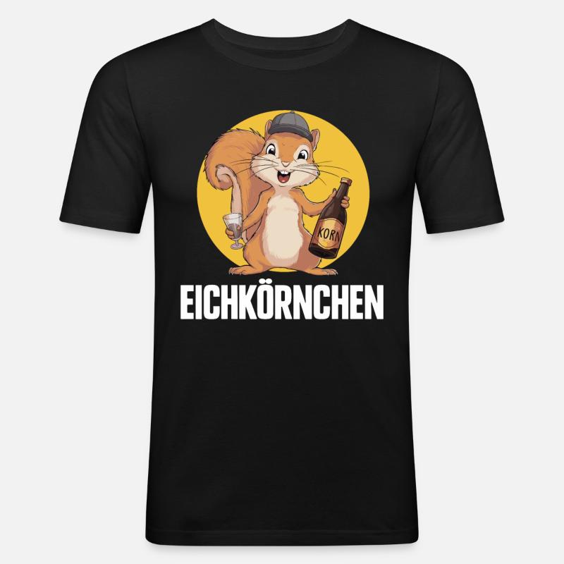 Eichkörnchen Eichhörnchen mit Korn - Männer Slim Fit T-Shirt - Schwarz