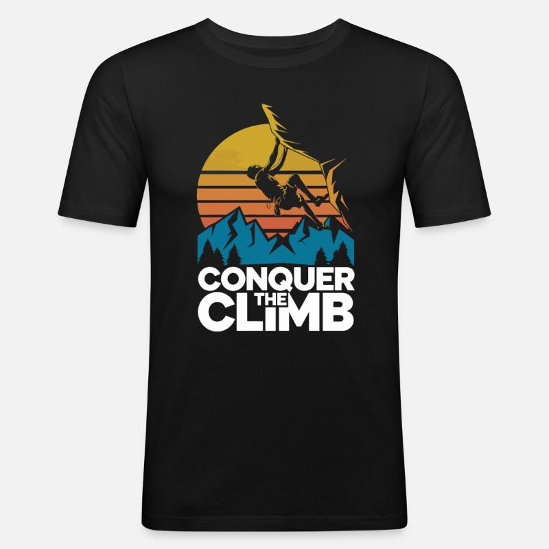 Conquer The Climb - Männer Slim Fit T-Shirt - Schwarz