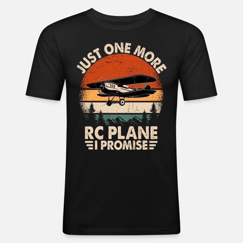 Nur noch ein RC-Flugzeug, versprochen - Männer Slim Fit T-Shirt - Schwarz