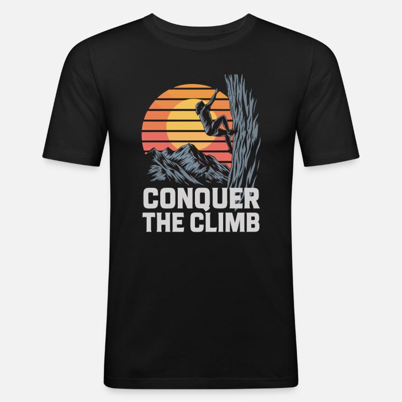 Conquer The Climb - Männer Slim Fit T-Shirt - Schwarz