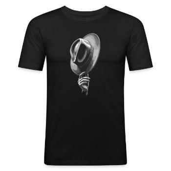 Lifting Up Hat Gentleman Stylish Gesture - Men's Slim Fit T-Shirt - black - Front - Nik (191cm)