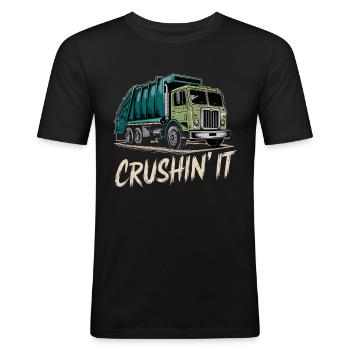 Garbage Man Truck Crushin' It Style - Men's Slim Fit T-Shirt - black - Front - Nik (191cm)