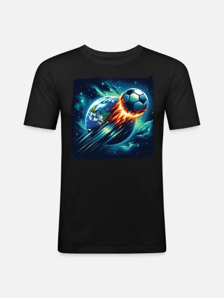Fireball soccer shoots through space - Men's Slim Fit T-Shirt - black