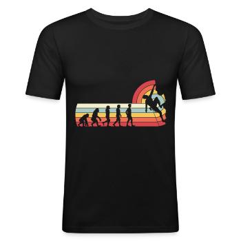 Evolutie Klimmen vintage retro - Mannen slim fit T-shirt - zwart - Voor - Nik (191cm)