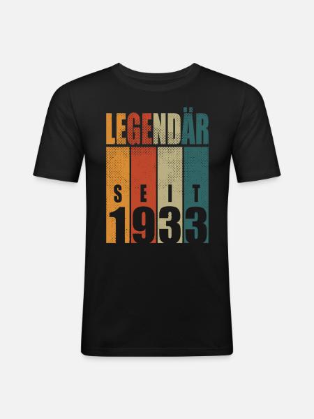 Legendary Since 1933 Vintage Birthday 91 Gift - Men's Slim Fit T-Shirt - black
