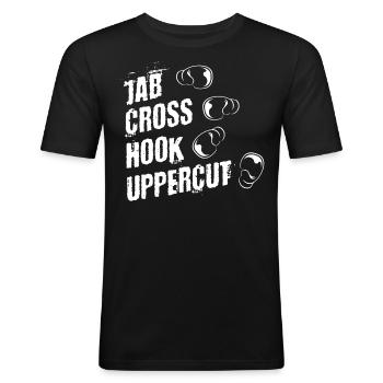 Boxing punches, boxers, upward hooks, hooks, jab - Men's Slim Fit T-Shirt - black - Front - Nik (191cm)